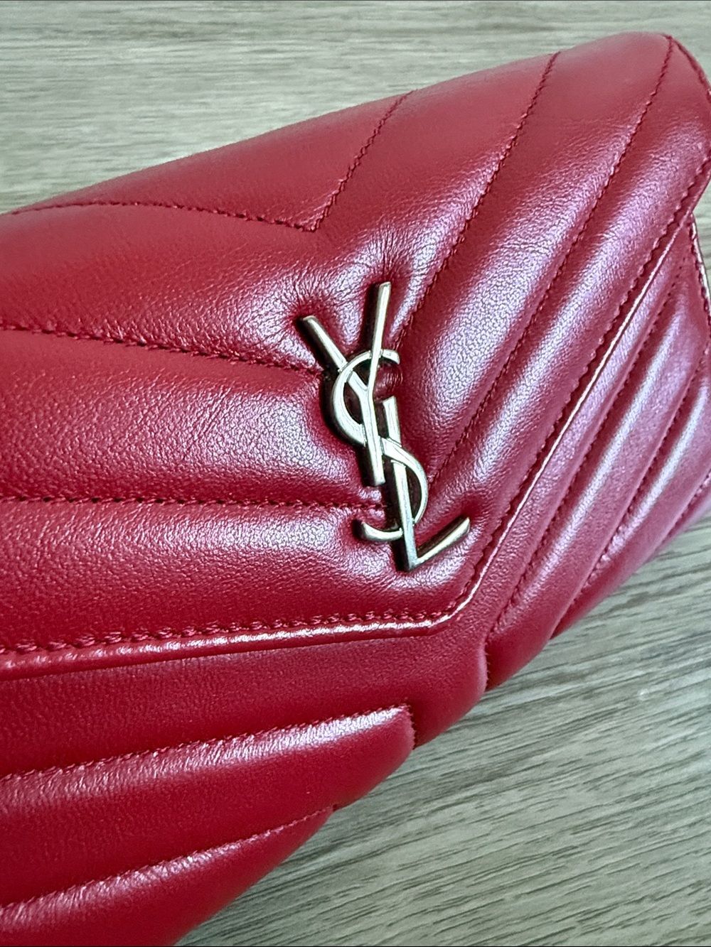 Saint Laurent Red Wallet Silver Hardware - Picture 6 of 6